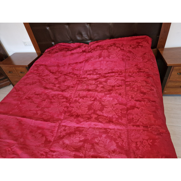 Copriletto Antico in Seta Naturale Damascata 1900