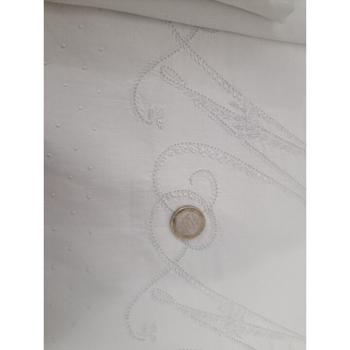 Zestaw Poscieli Lnianej Vintage, Przescieradlo Haftowane 180x240 cm, Poszewka Koronka 45x100 cm, Posag 1 Polowa XX Wieku