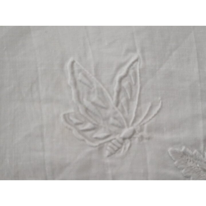 Antikes Besticktes Leinenpaneel, Mitgift Textilie, Aussteuer Stoff, Spanien, Handarbeit Weißstickerei, Name Consuelo, Vögel Schm