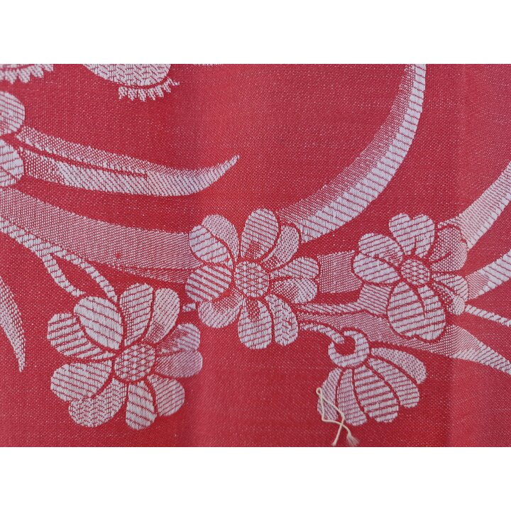 Vintage Spaans Jacquard Stof Paneel 1950s, Pauw Motief Koraal Weefsel voor Tafelkleed of Sprei, 140x210 cm Ongezoomd Ongebruikt