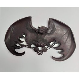 Bandeja Madeira Entalhada Morcego Estilo Gabriel Viardot Japonismo Século XIX 52 cm