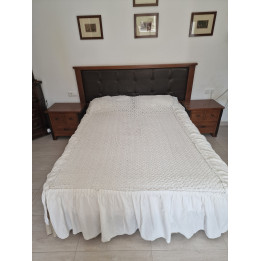 Vintage 1950s Handmade Crochet Bedspread - Cotton Lace