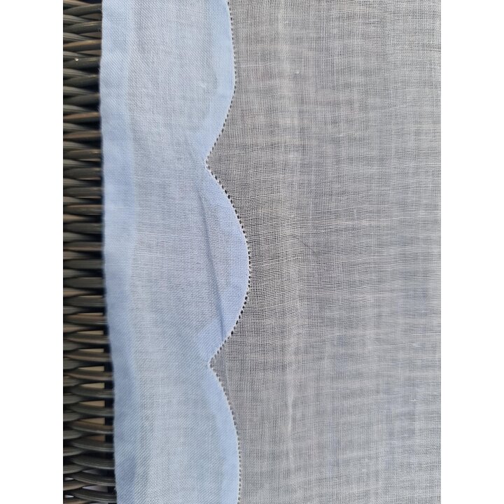 Mantel Vintage de Organza Bordada, 120x120 cm Cubremesa Azul Transparente Flores, Tapete Bordado Mediados de Siglo, 1950