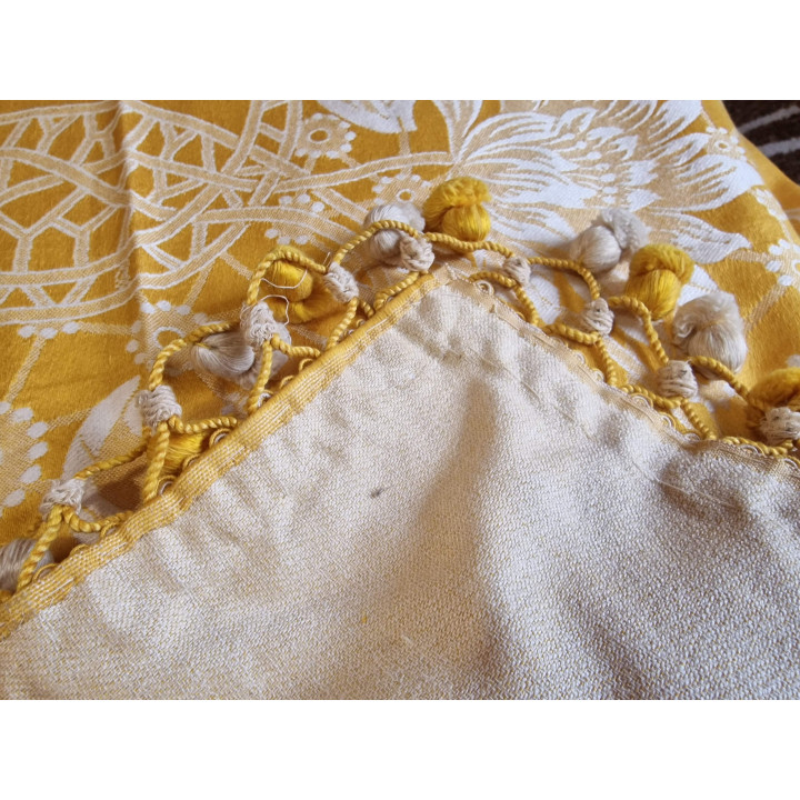Vintage 1950s Spanish Bedspread | Gold Cotton Satin