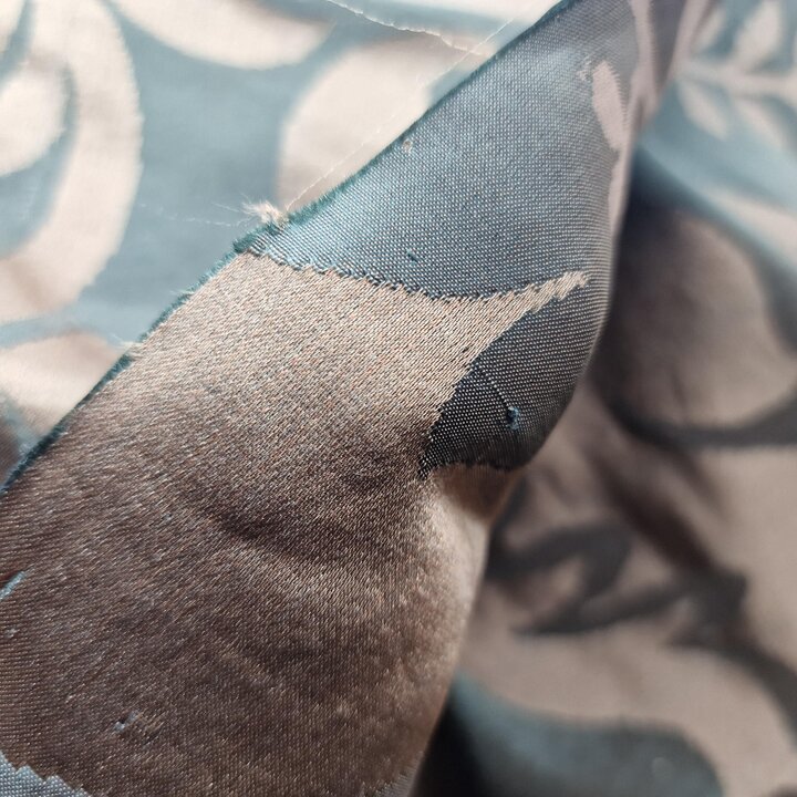 Antique Silk Damask Fabric Remnants with Pomegranate Motif