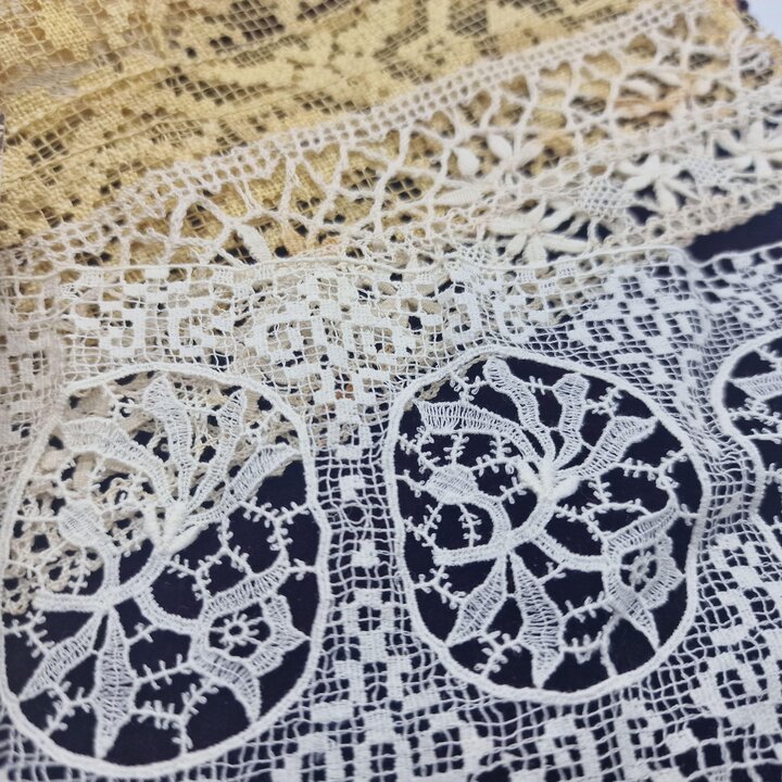 Antique Lace Textile Kit with 19th Century Linen and Silk Mantilla