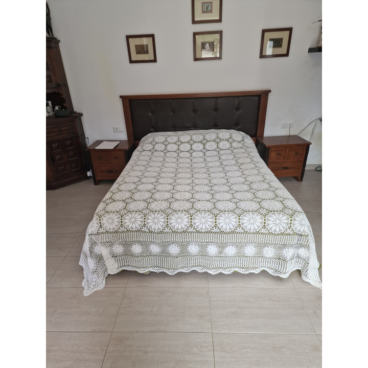 Couvre-lit Ancien au Crochet Années 1930 — 250x270 cm
