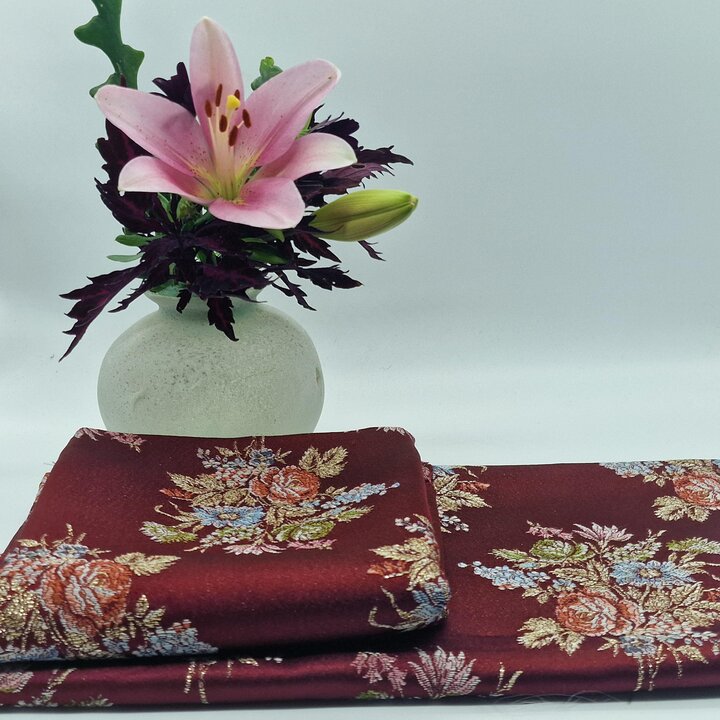 Vintage Valencian Silk Brocade Fabric Mid Century Floral Damascus for Fallera Skirt Restoration