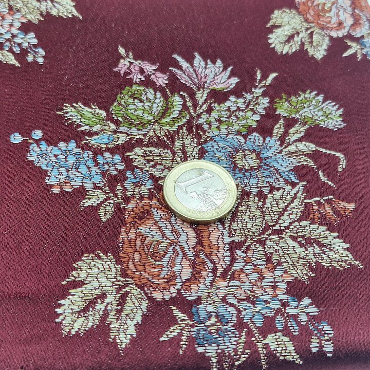 Tecido de Brocado de Seda Valenciano Vintage Mid Century Flores para Restauração Saia Fallera