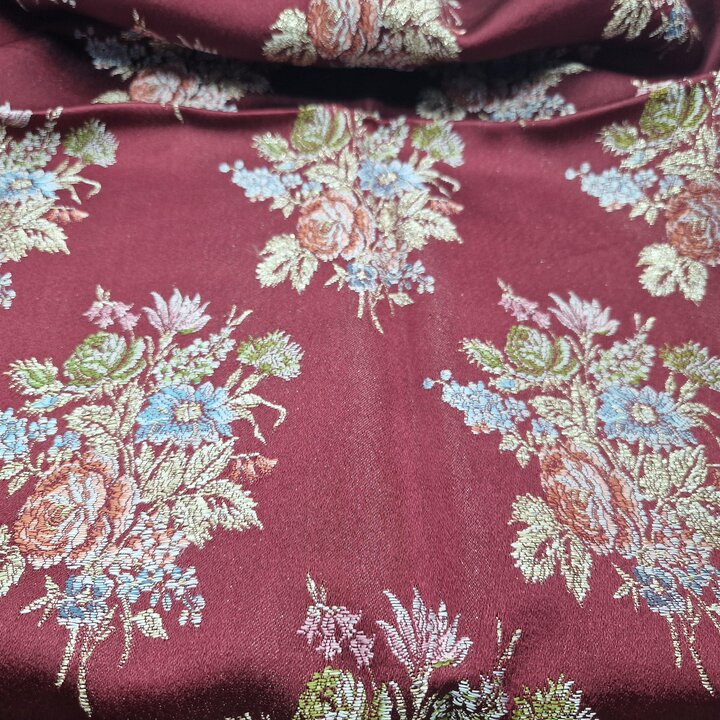 Vintage Walencki Jedwabny Brokat Tkanina Mid Century Kwiaty do Renowacji Spódnicy Fallera