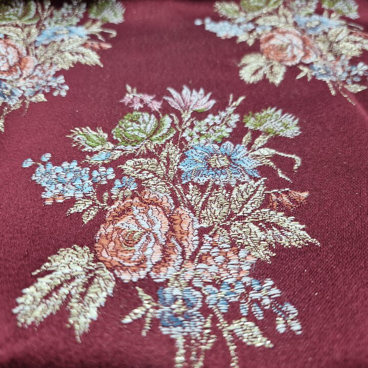 Tessuto Broccato di Seta Valenciano Vintage Mid Century Fiori per Restauro Gonna Fallera