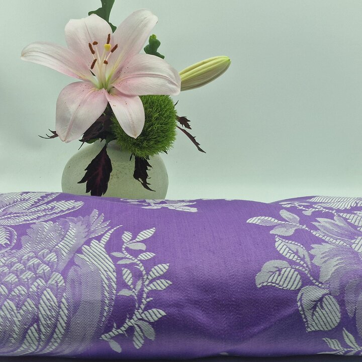 Set Jacquard Stoff Floral Lila 80x155cm und 220x155cm