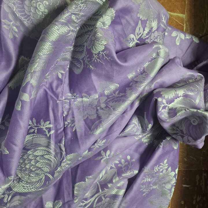 Set Jacquard Stoff Floral Lila 80x155cm und 220x155cm