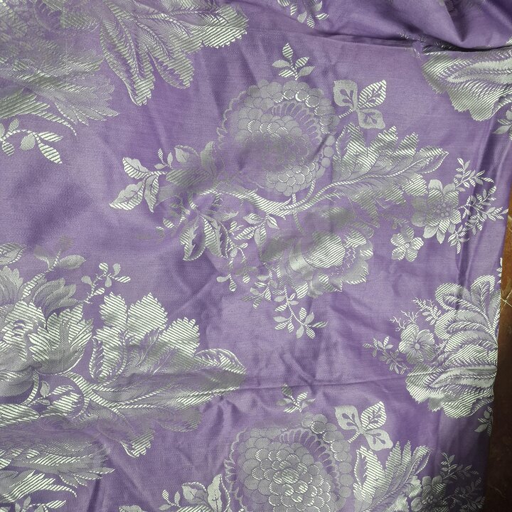 Set Jacquard Stoff Floral Lila 80x155cm und 220x155cm