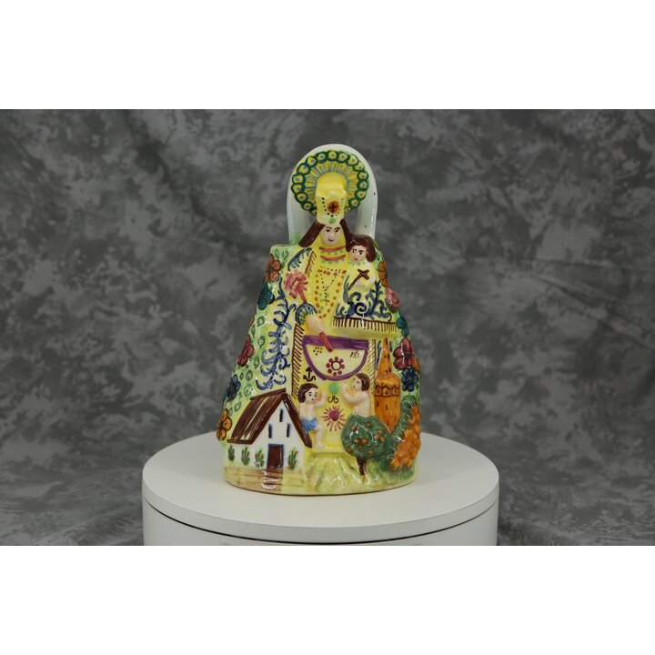 Majolica Ceramic Pitcher Virgen de los Desamparados, Valencia Pottery Figurine, Early 20th Century Spanish Folk Art Statue