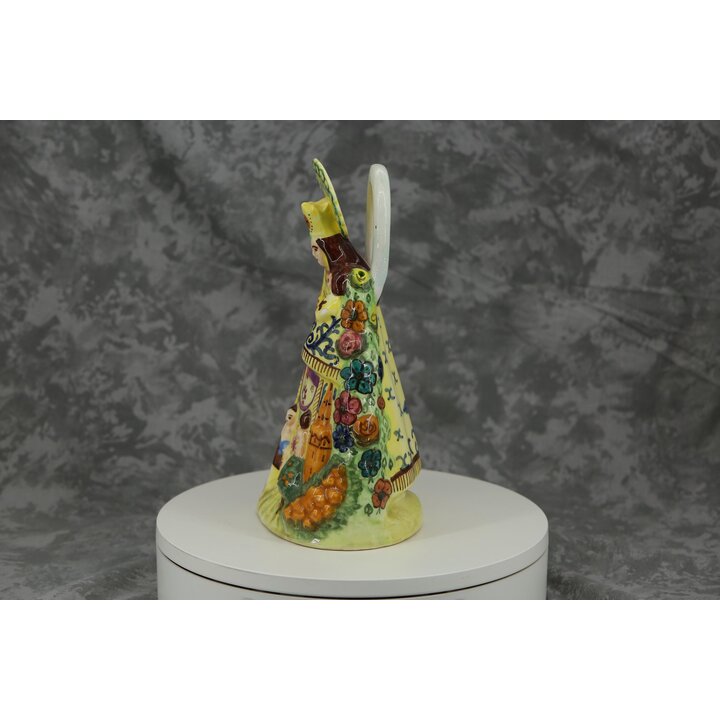 Brocca in Ceramica Maiolica Virgen de los Desamparados, Statuetta Manises Valencia, Arte Sacra Popolare Spagnola Inizio XX Secol