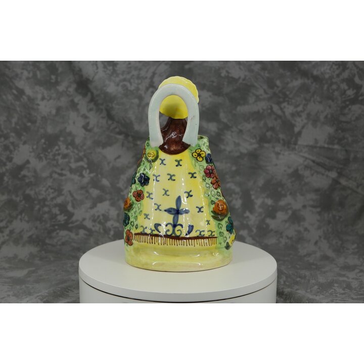 Majolica Ceramic Pitcher Virgen de los Desamparados, Valencia Pottery Figurine, Early 20th Century Spanish Folk Art Statue