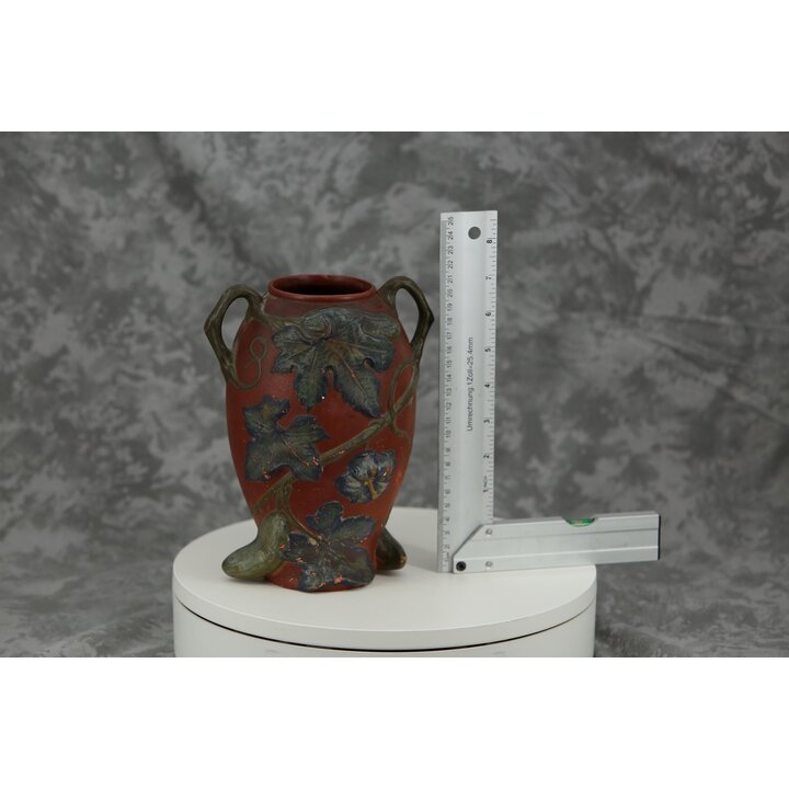 Vase en Céramique Boleslawiec, Pologne 1900, Relief de Concombre, 21 cm, Art Nouveau