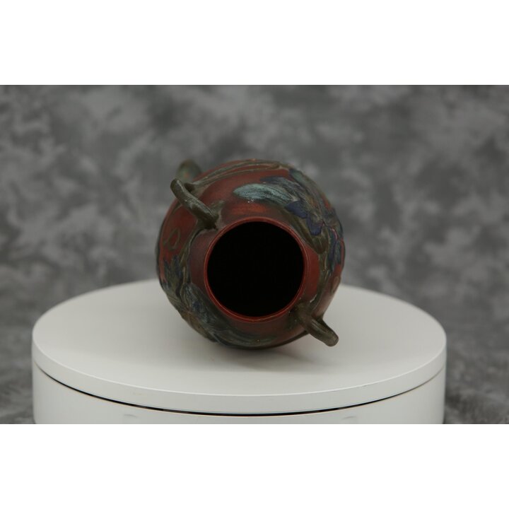 Wazon Ceramiczny Bolesławiec, Polska 1900, Relief Ogórkowy, 21 cm, Secesja Antyk