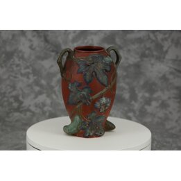 Vaso in Ceramica Boleslawiec, Polonia 1900, Rilievo di Cetriolo, 21 cm, Art Nouveau