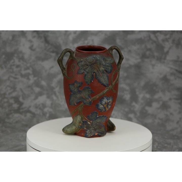 Vase en Céramique Boleslawiec, Pologne 1900, Relief de Concombre, 21 cm, Art Nouveau