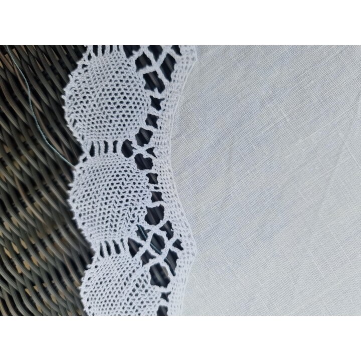 Toalha de Mesa Redonda de Linho Bordada a Mao Flor Crotchet Renda Diametro 90 cm Vintage