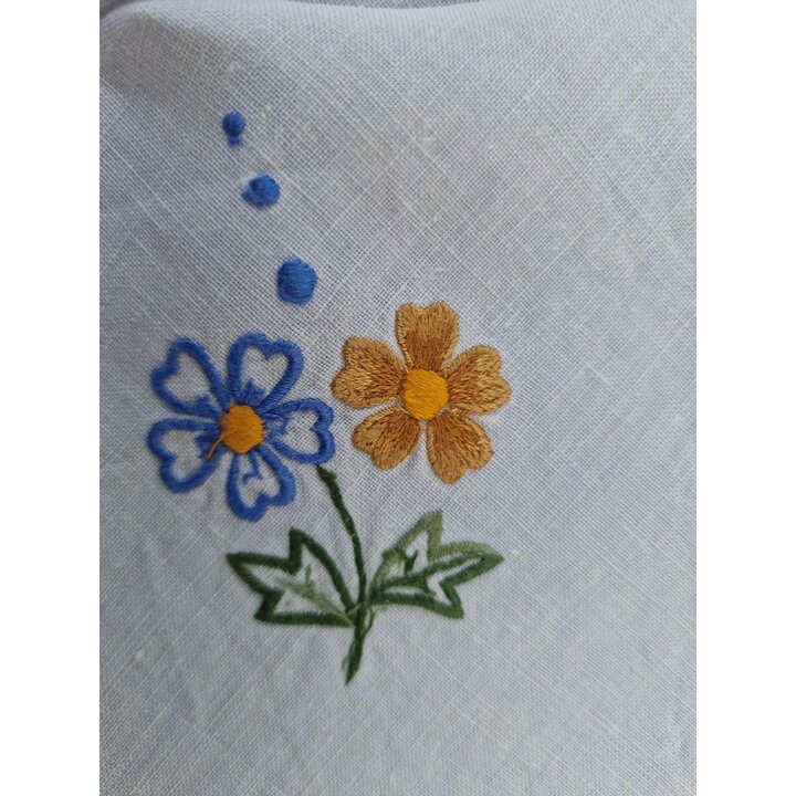 Mantel Redondo de Lino Bordado a Mano Flores Tapete de Mesa Encaje de Ganchillo 90 cm de Diametro