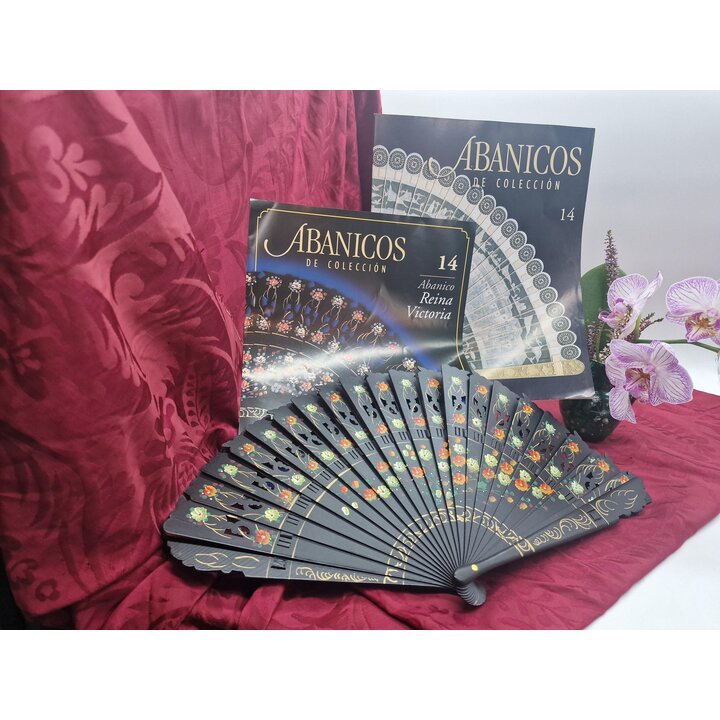 Eventail en Bois Dentelle, Planeta DeAgostini Abanicos de Coleccion 14 Reine Victoria, Set avec Magazine et Brochure 2003