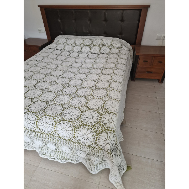 Colcha de Ganchillo Antigua Década 1930 — 250x270 cm