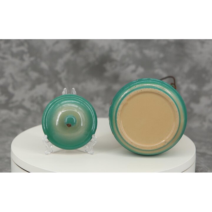 Lata de Leite Vintage em Esmalte 1L 20cm, Leiteira Esmaltada Turquesa Creme Motivo Cerejas com Tampa, Decoracao Rustica