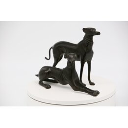 Par de Galgos em Bronze, Figuras Decorativas de Cães, Século XX