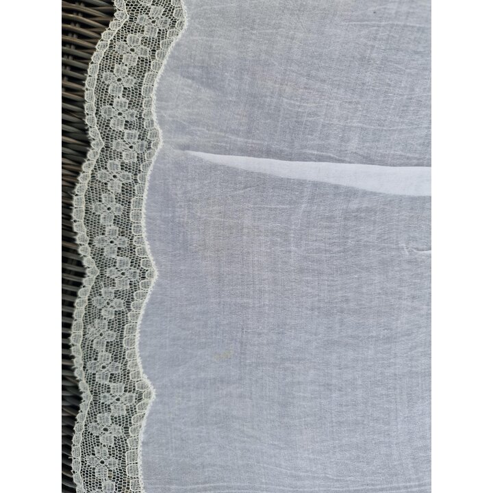 Mantel Redondo, Cubre Mesa, Organza Vintage Bordado Floral, Encaje con Volante, 130 cm, para Mesa de 80 cm