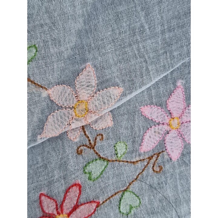 Mantel Redondo, Cubre Mesa, Organza Vintage Bordado Floral, Encaje con Volante, 130 cm, para Mesa de 80 cm