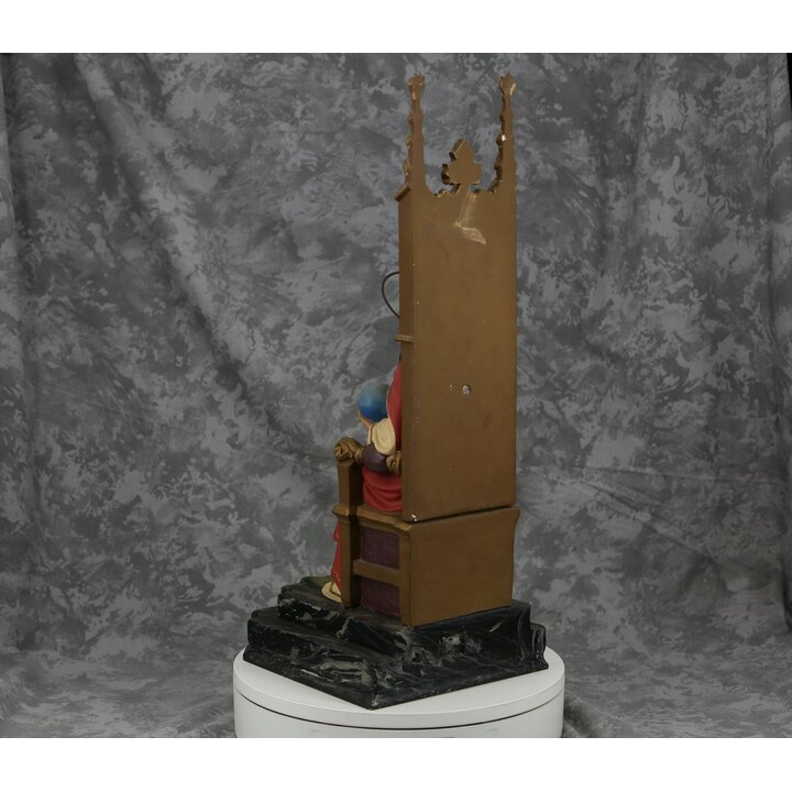 Antiek Spaanse Heilig Hart Jezus Christus Koning Beeld Olot Gips Glazen Ogen Polychroom Religieus Sculptuur