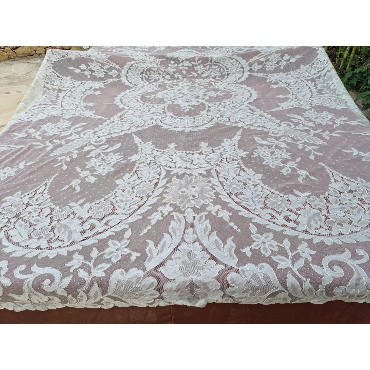 1960年代ヴィンテージレースベッドカバー 280x240 cm