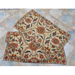 Paire de Tapis Indiens Aari Brodés (Années 90)
