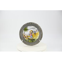Seltmann Weiden Sommer Wall Plate, Porcelain and Pewter, Bavaria, 23 cm