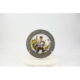 Seltmann Weiden Herbst Wall Plate with Pewter Rim, Bavaria, 1970s