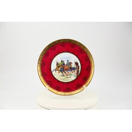 Antique Josef Kuba JKW Carlsbad Porcelain Plate, Horace Vernet Scene, Alt Wien Style, c. 1945-1952, 27 cm