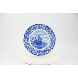 Royal Sphinx Maastricht Wall Plate, Blue Delft Style, Dutch Sailboat Scene, Mid-Century Earthenware, 25 cm