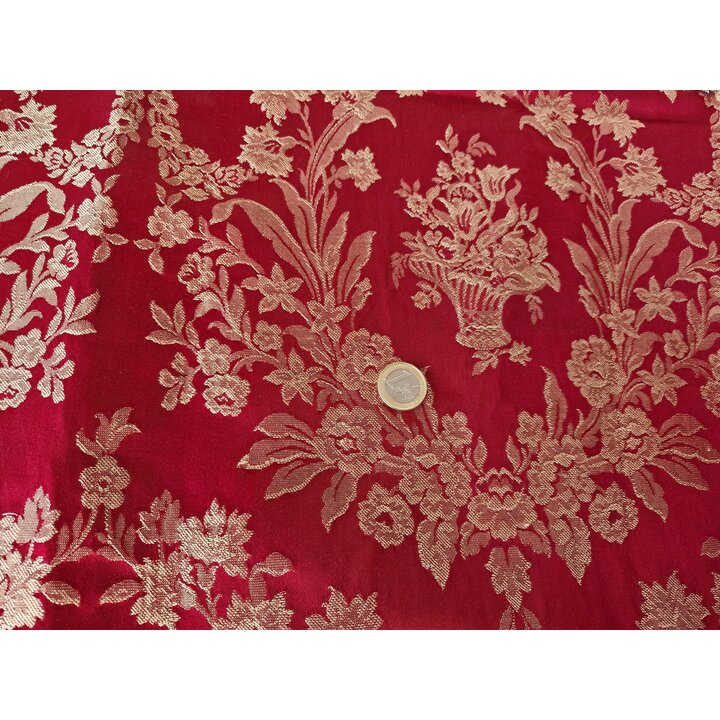 Tecido Brocado Valenciano Vintage, Painel Saia Fallera 1960, Viscose Algodão Fio Metálico, 90x120 cm, Retalho Traje Regional Esp