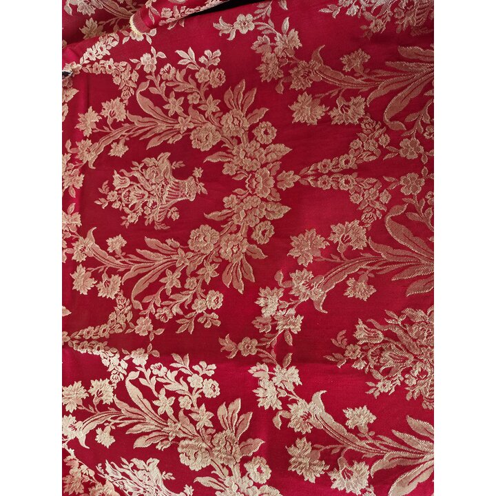 Vintage Valencia Brokaat Stof, 1960s Fallera Rok Paneel, Viscose Katoen Metaaldraad, 90x120 cm, Spaanse Regionale Kleding Stof l