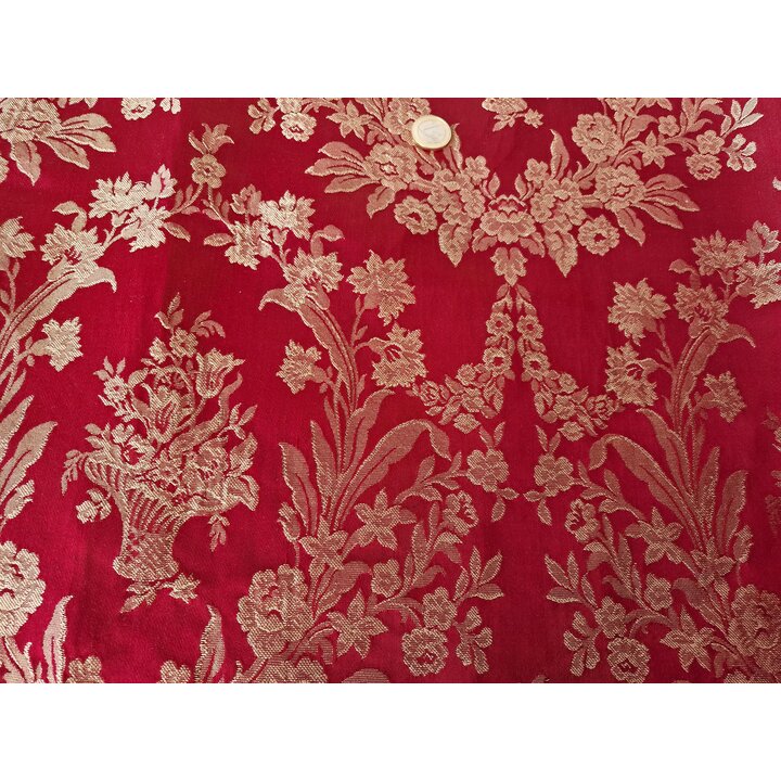 Tecido Brocado Valenciano Vintage, Painel Saia Fallera 1960, Viscose Algodão Fio Metálico, 90x120 cm, Retalho Traje Regional Esp