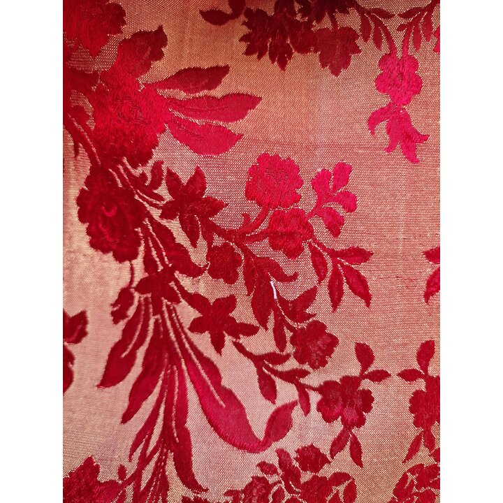 Tecido Brocado Valenciano Vintage, Painel Saia Fallera 1960, Viscose Algodão Fio Metálico, 90x120 cm, Retalho Traje Regional Esp