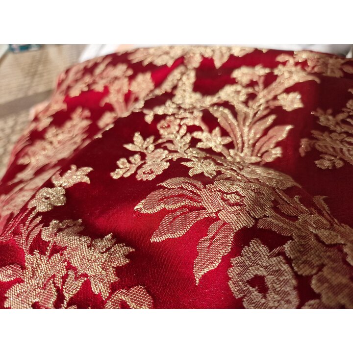 Vintage Valencia Brokaat Stof, 1960s Fallera Rok Paneel, Viscose Katoen Metaaldraad, 90x120 cm, Spaanse Regionale Kleding Stof l