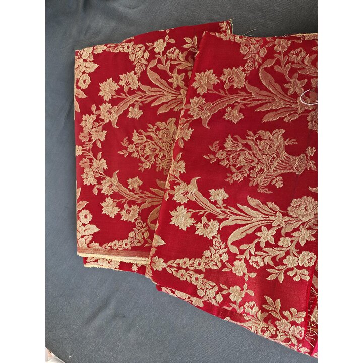 Vintage Valencia Brokaat Stof, 1960s Fallera Rok Paneel, Viscose Katoen Metaaldraad, 90x120 cm, Spaanse Regionale Kleding Stof l