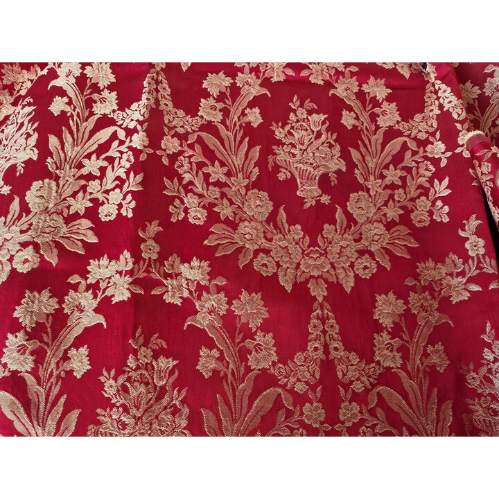 Vintage Valencia Brokaat Stof, 1960s Fallera Rok Paneel, Viscose Katoen Metaaldraad, 90x120 cm, Spaanse Regionale Kleding Stof l
