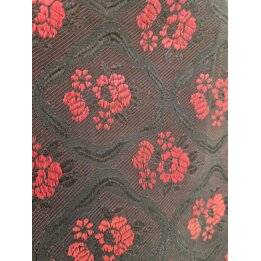 Retal de Tela Jacquard Valenciana Anos 50, Brocado Viscosa Flores Rojas Traje Regional Fallera, Tejido Vintage 120x80 cm
