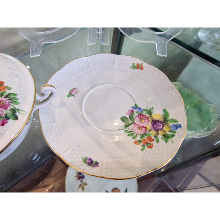Taça de sopa Herend com prato, porcelana, anos 60