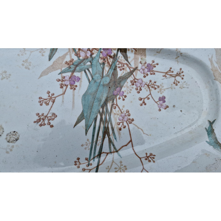 Piatto Ovale Luneville - Japonisme e Carpe - XIX Secolo